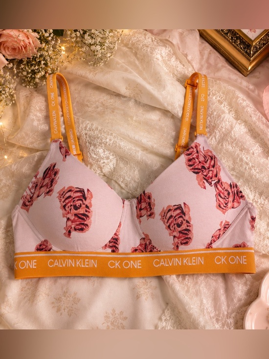 Calvin Klein Other - Calvin Klein CK One Floral Triangle Bralette Pink Rose Print Size Small